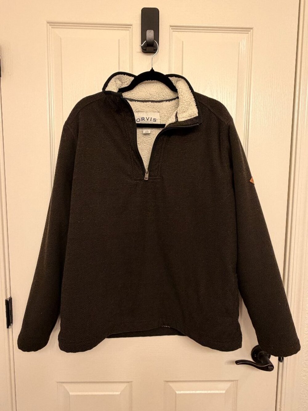 Orvis Men's Sherpa-Lined Quarter-Zip Pullover | Size L | Brown